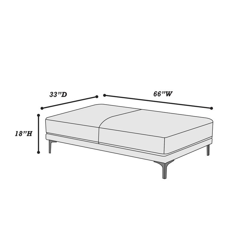 Modern Breathable Leatherette Large Ottoman Metal Legs 1pc Cocktail Ottoman Living Room
