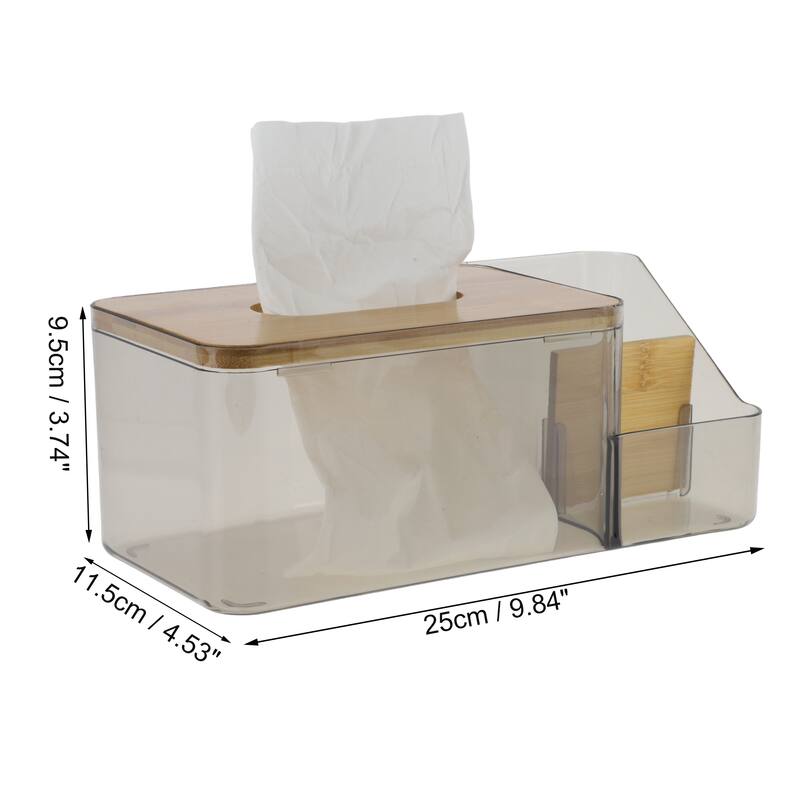 1 Pcs Convenient Divided Tissue Box Holder for Living Room Table Desk - Clear Black