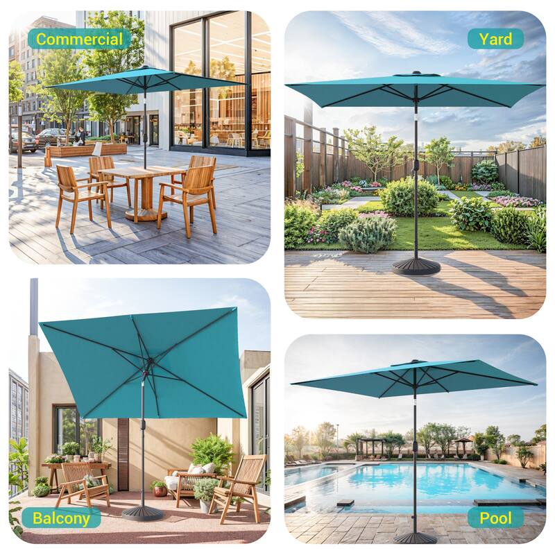 BONOSUKI 6x9FT Patio Market Umbrellas Table Umbrella with Tilt Button