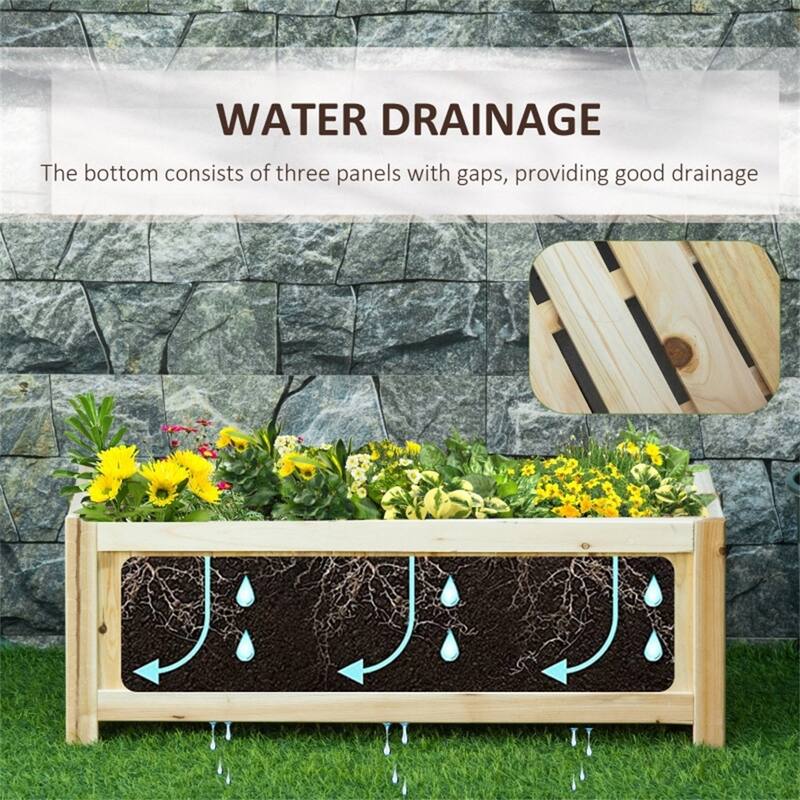 Portable Raised Garden Bed with Drainage Slits for Plants - 27.5" L x 11.75" W x 9.75" H