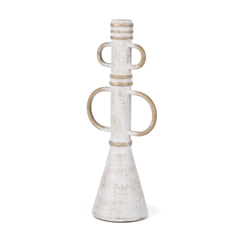 Ziva Small Distressed Wall White Metal Sculptural Object - 5.9L x 3.9W x 13.8H