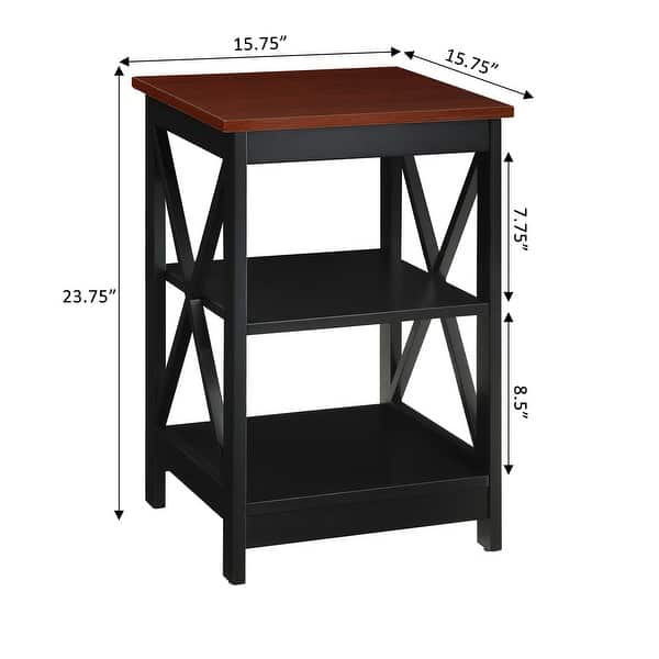 dimension image slide 6 of 9, Convenience Concepts Oxford End Table with Shelves