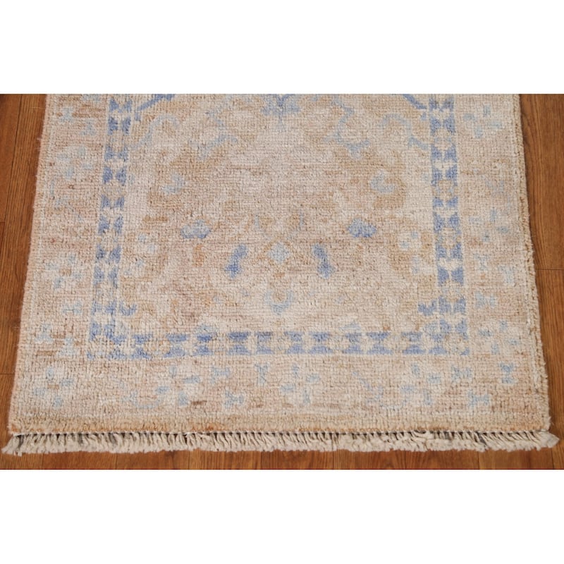 Hand Knotted Oriental 100% Wool Carpet Transitional Geometric Oranges & Rust Oushak Area Rug - 3' 0'' X 2' 0''