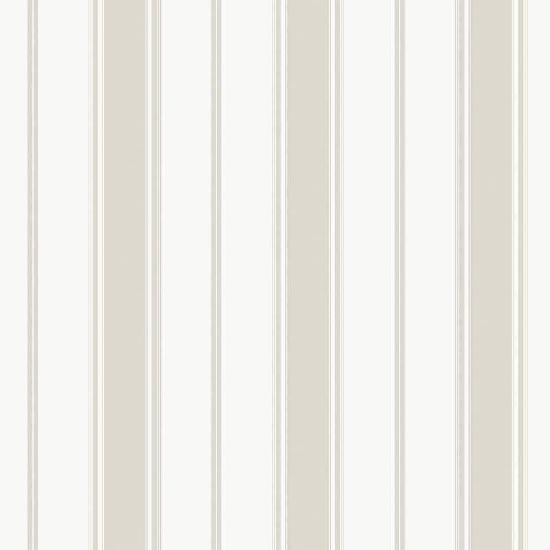 Galerie Wallcoverings Smart Stripes 3 Heritage Stripe Vinyl on Non-woven Matte Wallpaper Roll - 33 feet long x 21 inches wide - Taupe/White