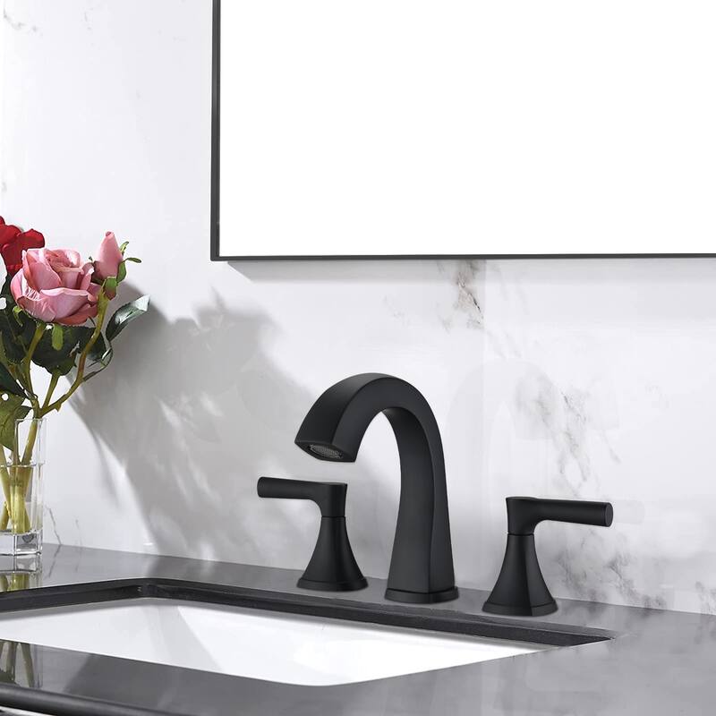 Modern 2 Handle Bathroom Sink Faucet with Pop Up Drain, Ceramic Cartridge, Rust and Corrosion Resistant