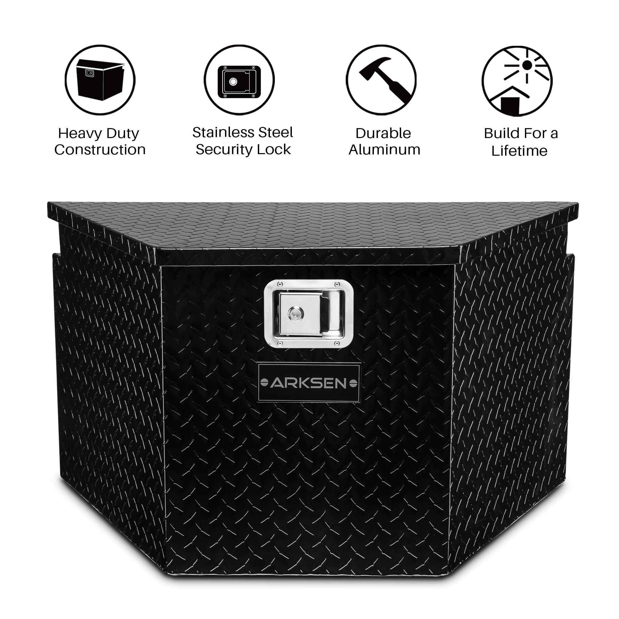 Arksen aluminum diamond plate tool box store truck storage trailer organizer lock