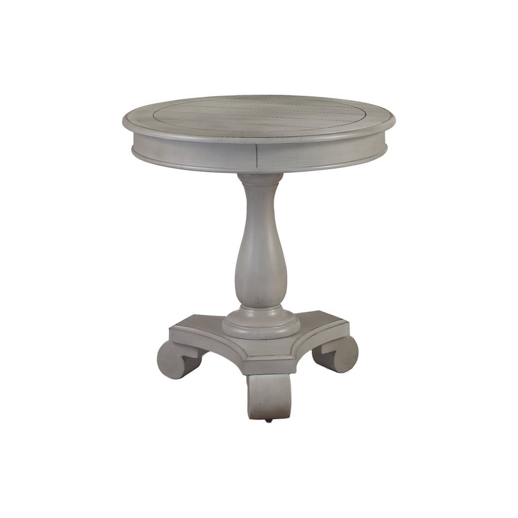 HomeStock 27 in.H Transitional Antique Living Room Round End Table, Antique Gray