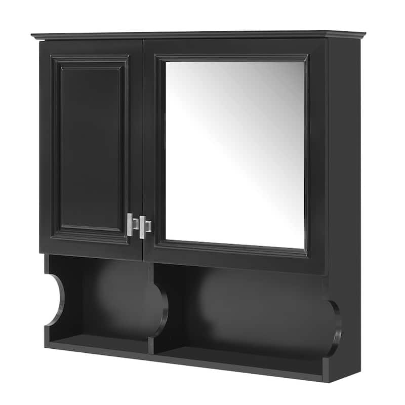 2-in-1 Bathroom Storage Wall Cabinet with Mirror and Adjustable Shelf