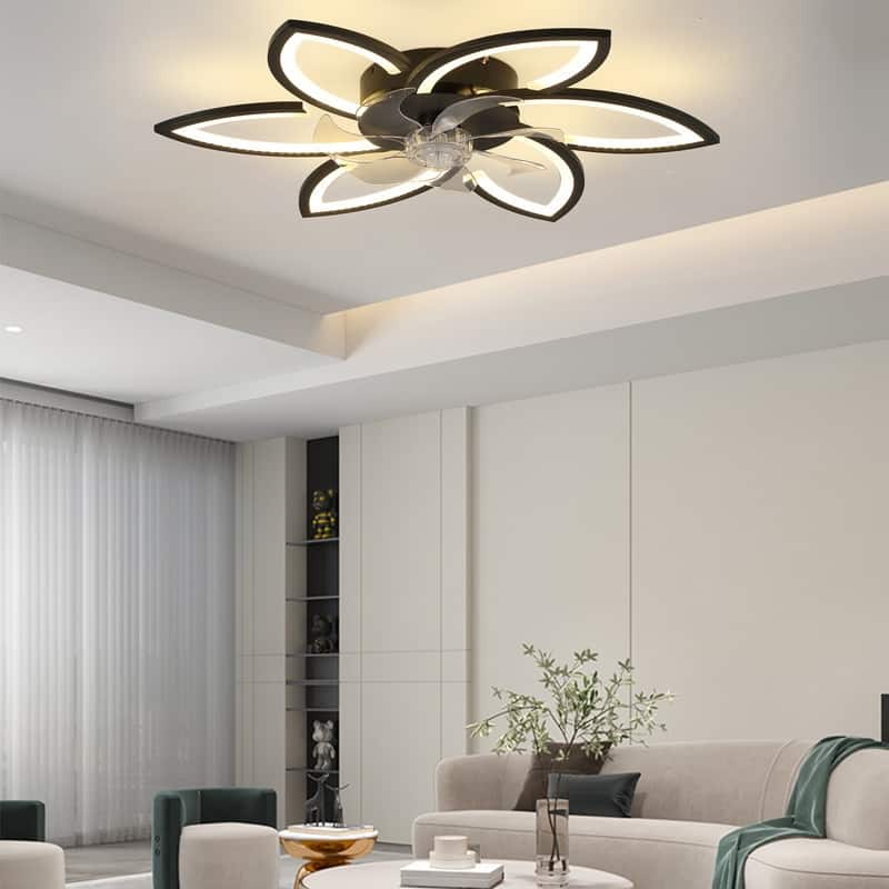 Dimmable 7 Blade Modern Ceiling Fan with Lights and Remote, 6 Speed Reversible Blades with Timing