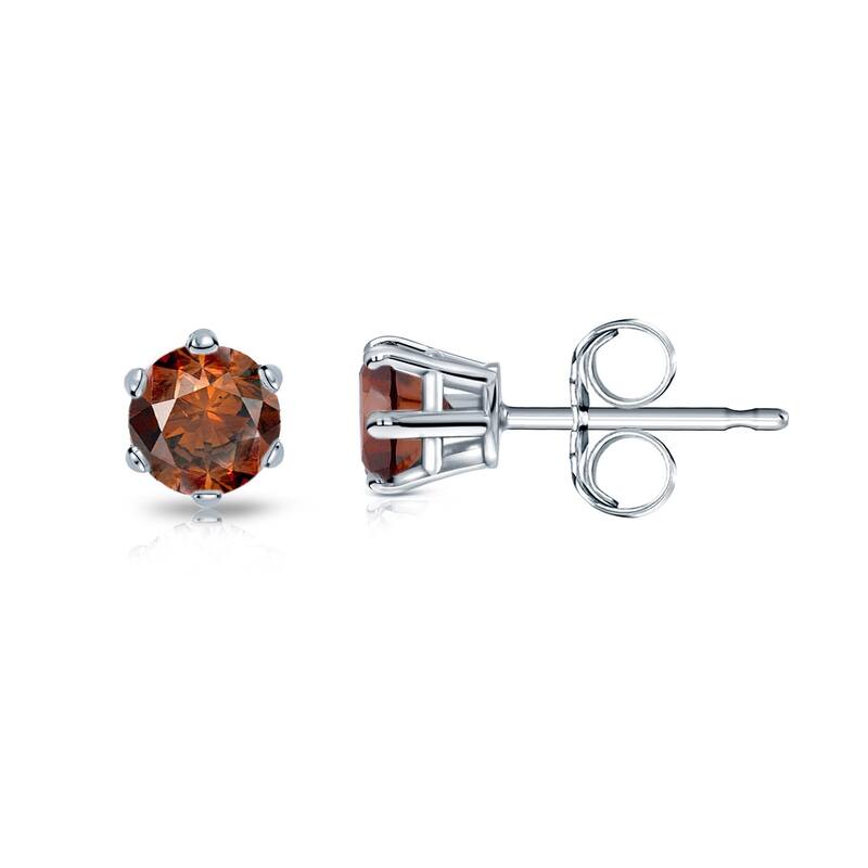 Auriya 14k Gold 1/4ctw Brown Diamond Stud Earrings 6-prong (SI1-SI2)