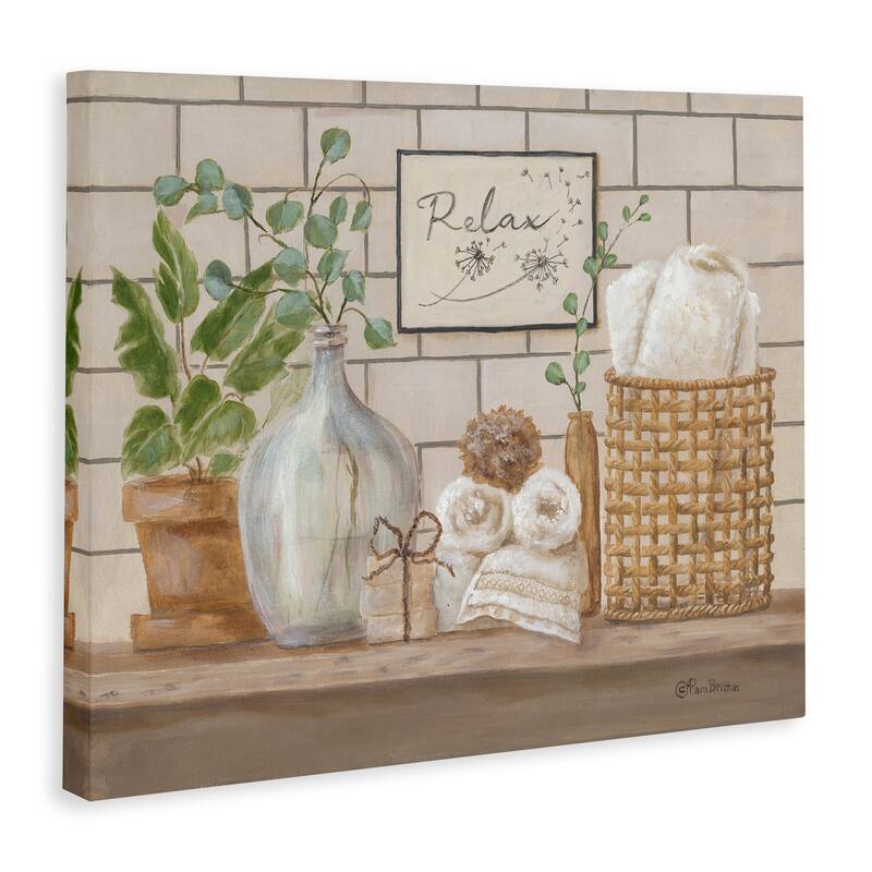 Stupell Uplifting Bathroom Spa Relax Scene Stretched Canvas Wall Art, Design by Pam Britton