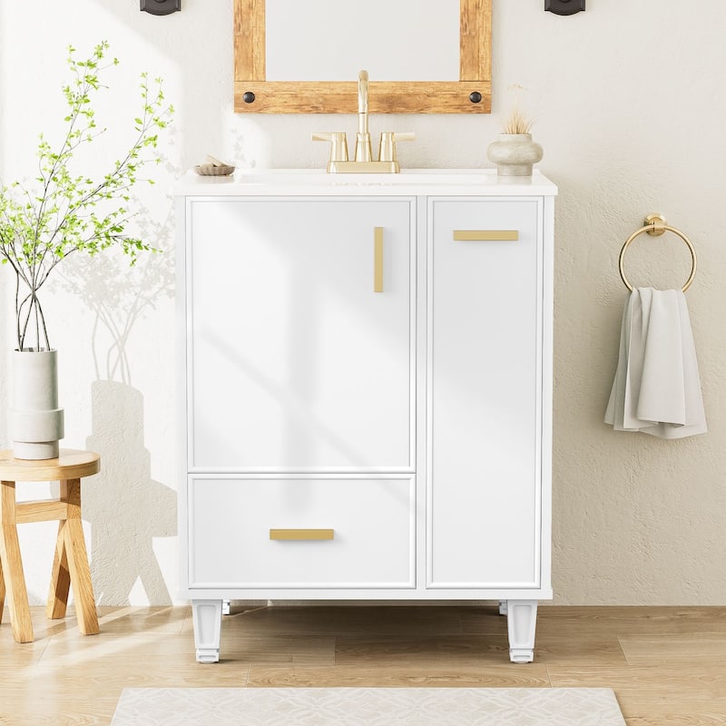 Christopher Knight Home 24" Bathroom Vanity Cabinet Set with Sink Combo - White