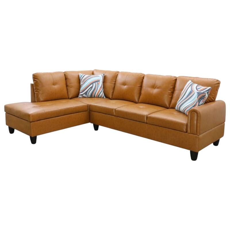 KISRAIS 97" Wide 2-Piece Vegan Leather Sectional Sofa Set without Ottoman for Small Space