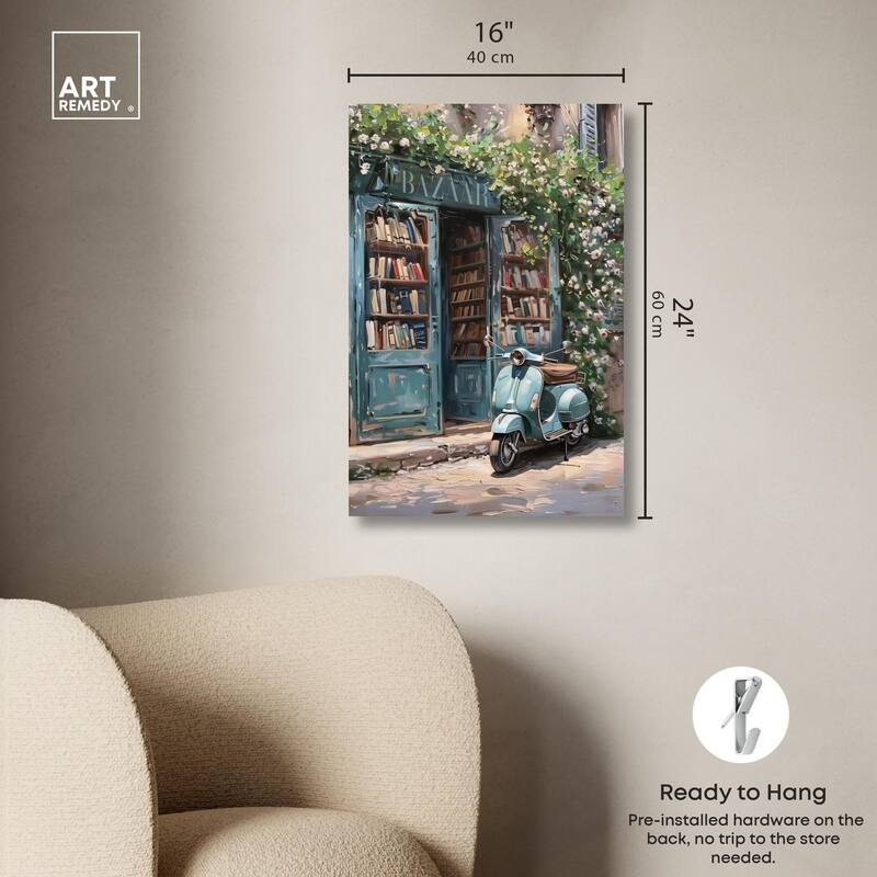 Quaint Bookstore Canvas by Art Remedy, Gallery Wrapped