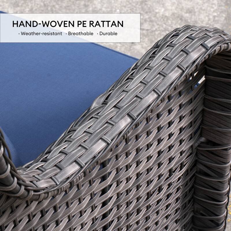 OVIOS 9-piece Patio Wicker Swivel Chair Set With 30" Fire Pit