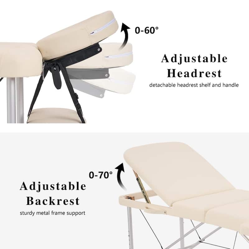 3 Folding Portable Massage Table Professional Aluminum Alloy