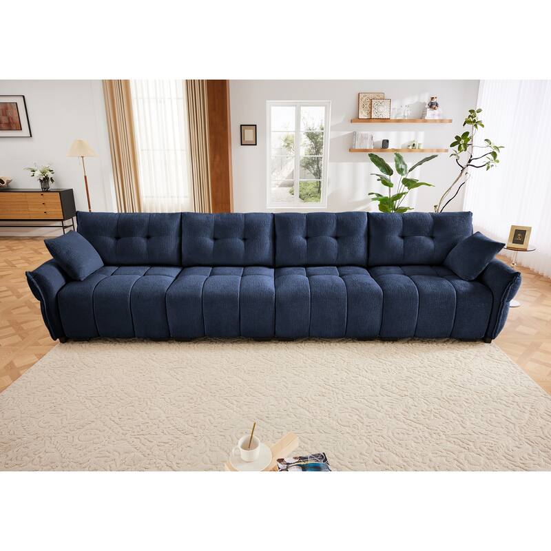 Modern 4-Seater Tufted Sofa Couch with Pillows