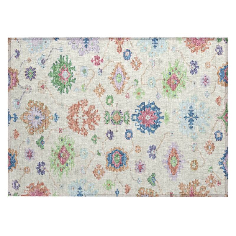 Machine Washable Indoor/ Outdoor Traditonal Delhi Chantille Rug