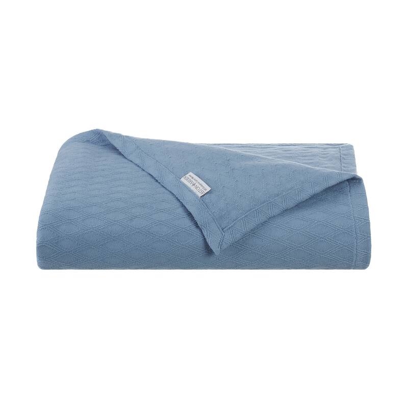 Aston & Arden Eucalyptus Tencel and Cotton Thermal Throw - Blue