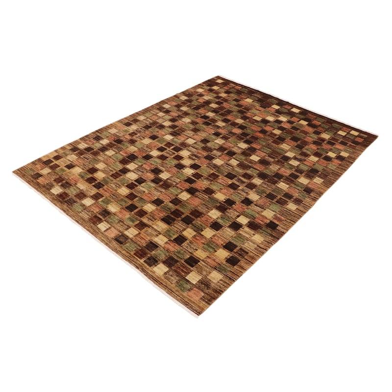 Chromatic Mosaic Gabbeh Hand Knotted Wool Rug