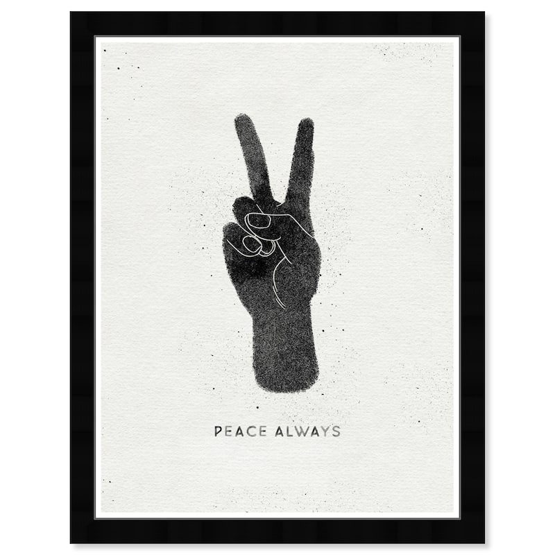 Wynwood Studio 'Peace Always' Typography and Quotes Black Wall Art Framed Print