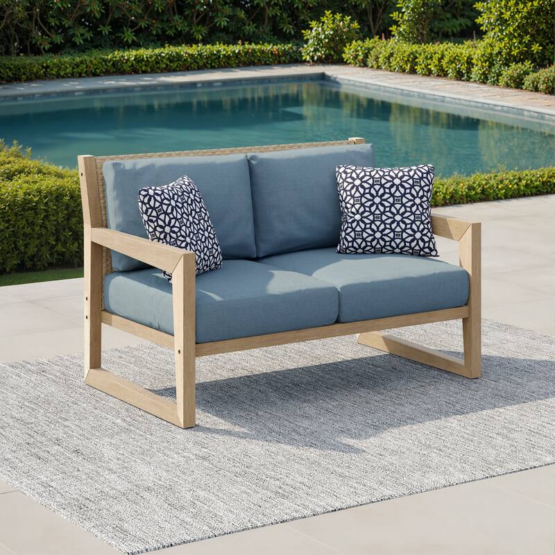 Corvus Augusta Patio Loveseat with Sunbrella Pillows