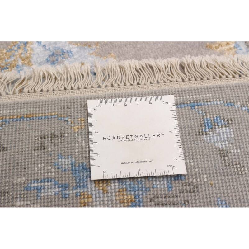 ECARPETGALLERY Hand-knotted Heritage Grey Silk, Wool Rug - 2'7 x 10'0