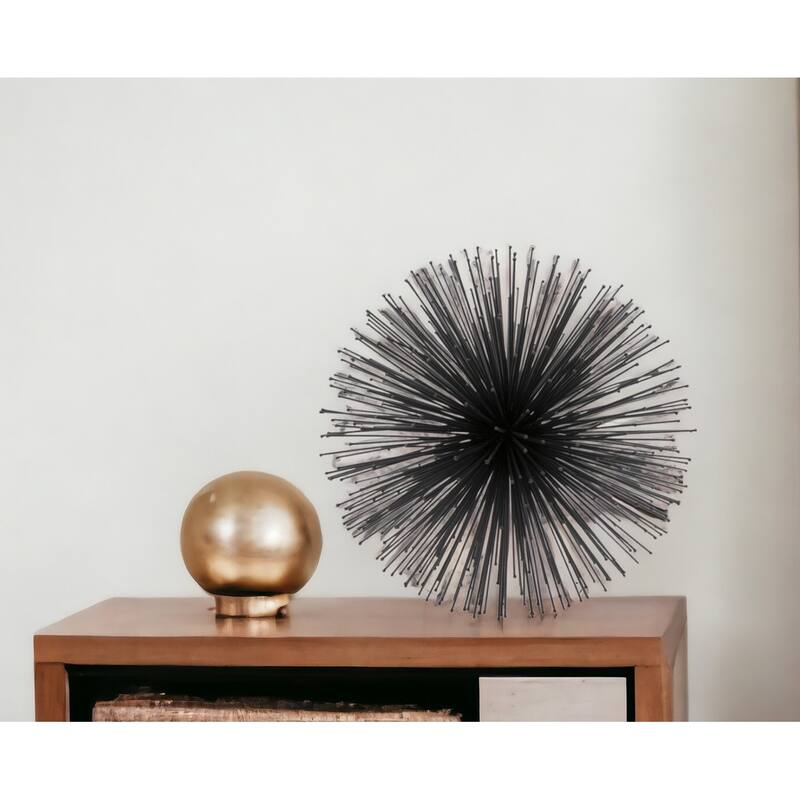 HomeRoots 10" Black Iron Decorative Orb Tabletop Sculpture - 10' X '10' X '10 - 10' X '10' X '10