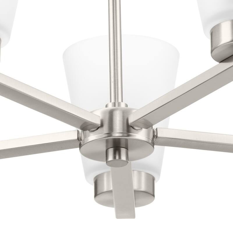 Tanner Collection Five-Light Brushed Nickel Transitional Chandelier - 20.5 in x 20.5 in x 21.5 in