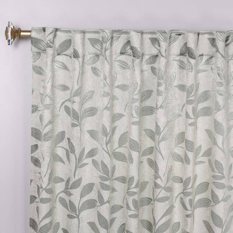 Superior Leaves Machine Washable Room Darkening Curtains with Back Tabs, Set of 2