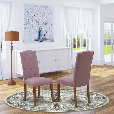 Parson Chair Linen Fabric Mahogany Legs Accent Seating Comfortable Guest Chair