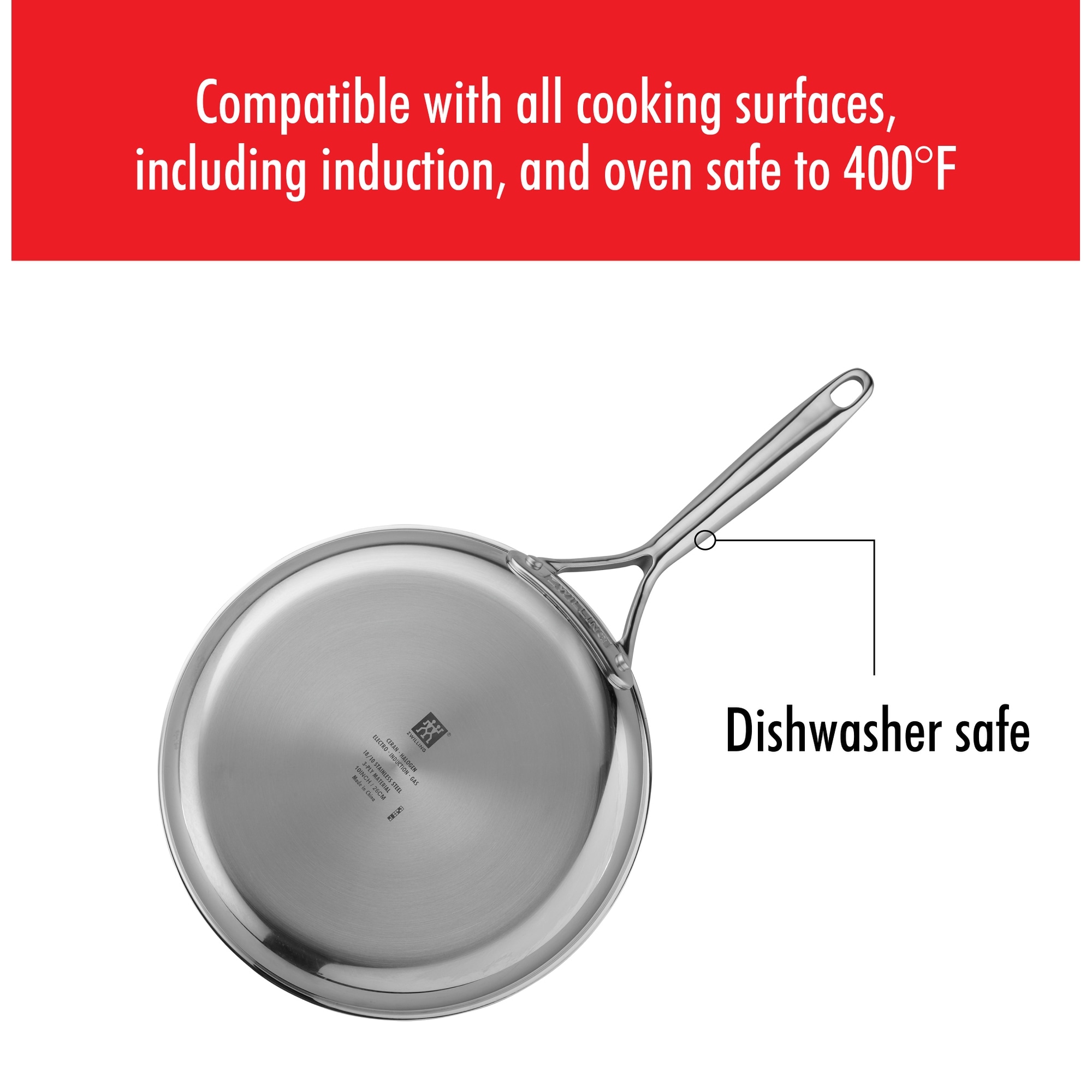 ZWILLING Energy Plus 10-inch Stainless Steel Ceramic Nonstick Fry Pan with  Lid, 2-pc - Baker's