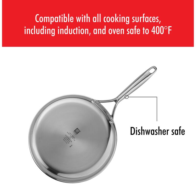 ZWILLING Energy Plus 10-inch Stainless Steel Ceramic Nonstick Fry Pan with Lid - 2-pc