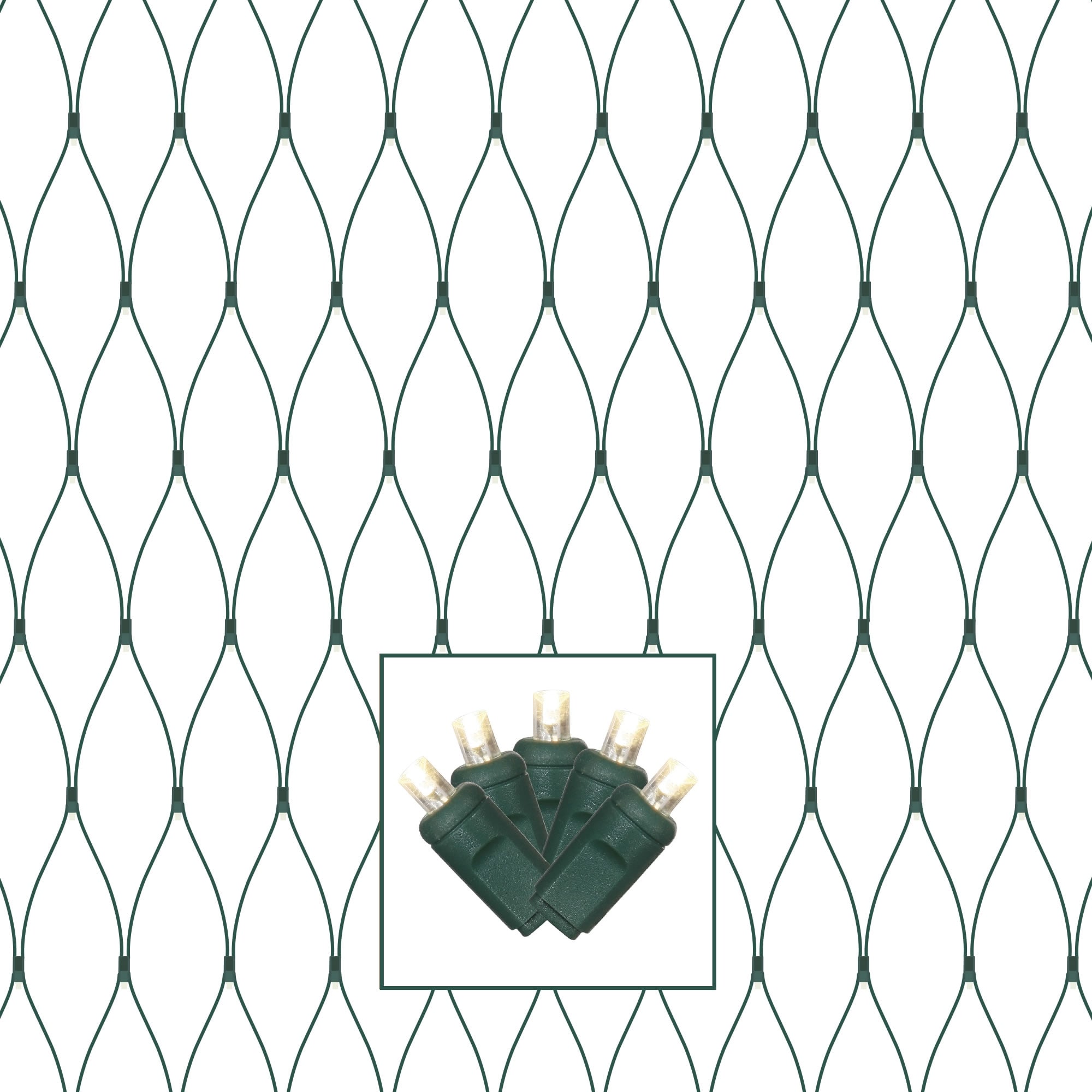 Vickerman 150 Warm White Wide Angle LED Christmas Net Light Set, Green Wire - Warm White