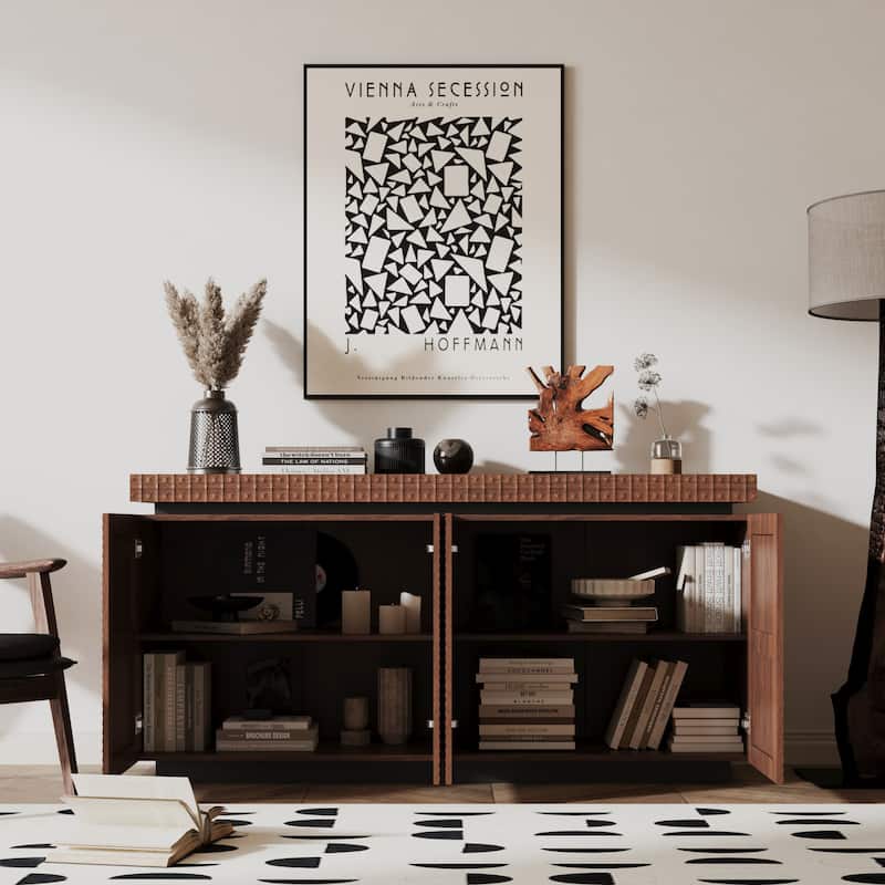 Sideboard Buffet Cabinet,Modern Accent Storage Sideboard, Luxurious Floor Cabinet Buffet with Freestanding Anti Dumping