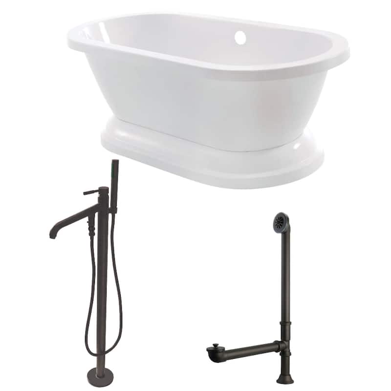 Kingston Brass Aqua Eden 67" Free Standing Acrylic Soaking Tub with - White / Oil Rubbed Bronze
