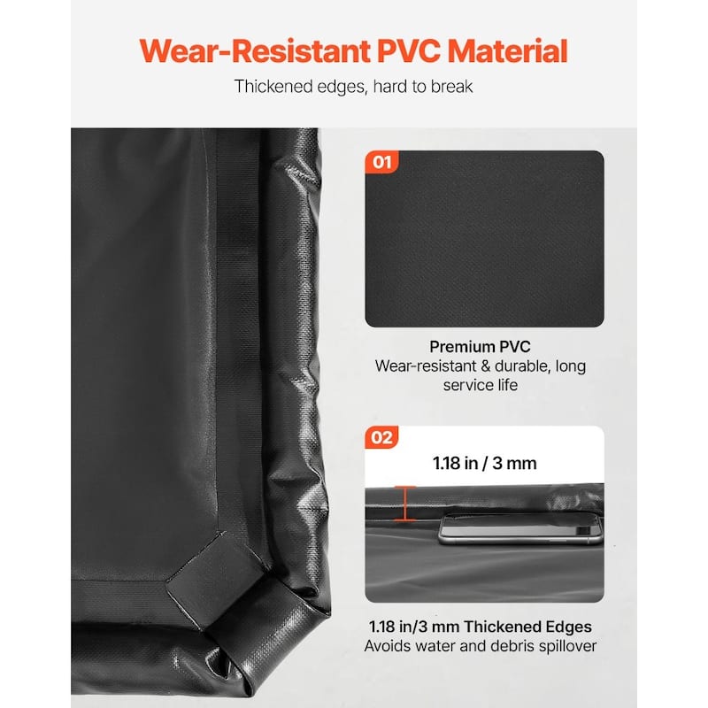 Black PVC Garage Floor Containment Mat with Waterproof, Non-Slip and Full Coverage