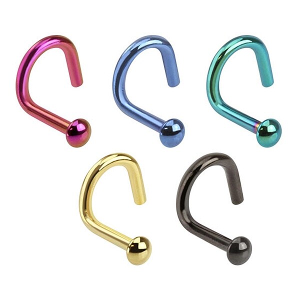 Dome Top Titanium IP Over 316L Surgical Steel Nose Screw (Sold Ind.)