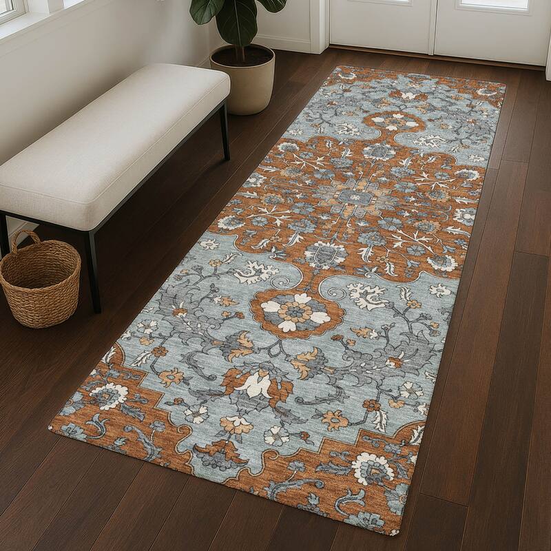 Machine Washable Indoor/ Outdoor Traditional Savannah Chantille Rug