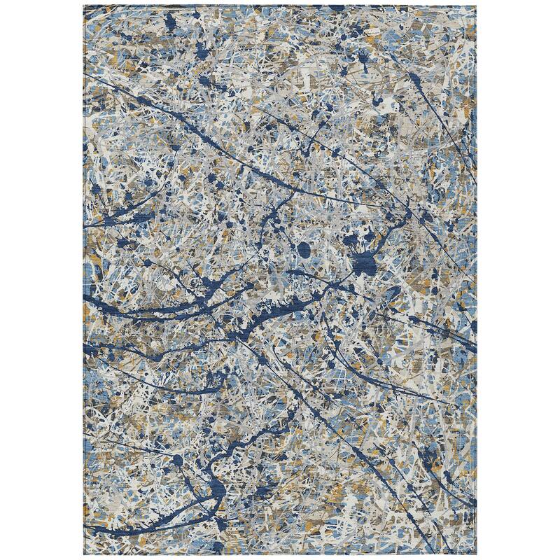 Machine Washable Indoor/ Outdoor Modern Splatter Chantille Rug