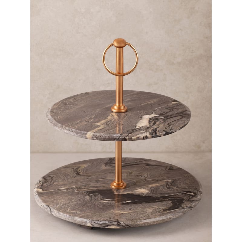 Heavenly Brown Onyx Two-Tier Cake Stand - Large - Large