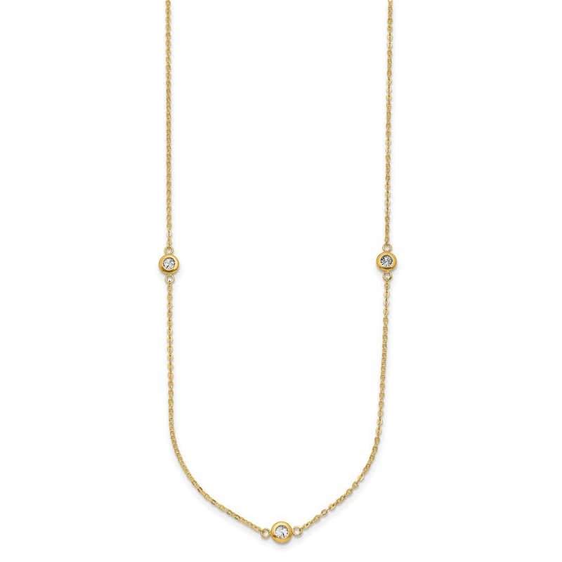 Curata 14k Two tone Gold Polished Sparkle Cut 5mm Bead Necklace, 20"