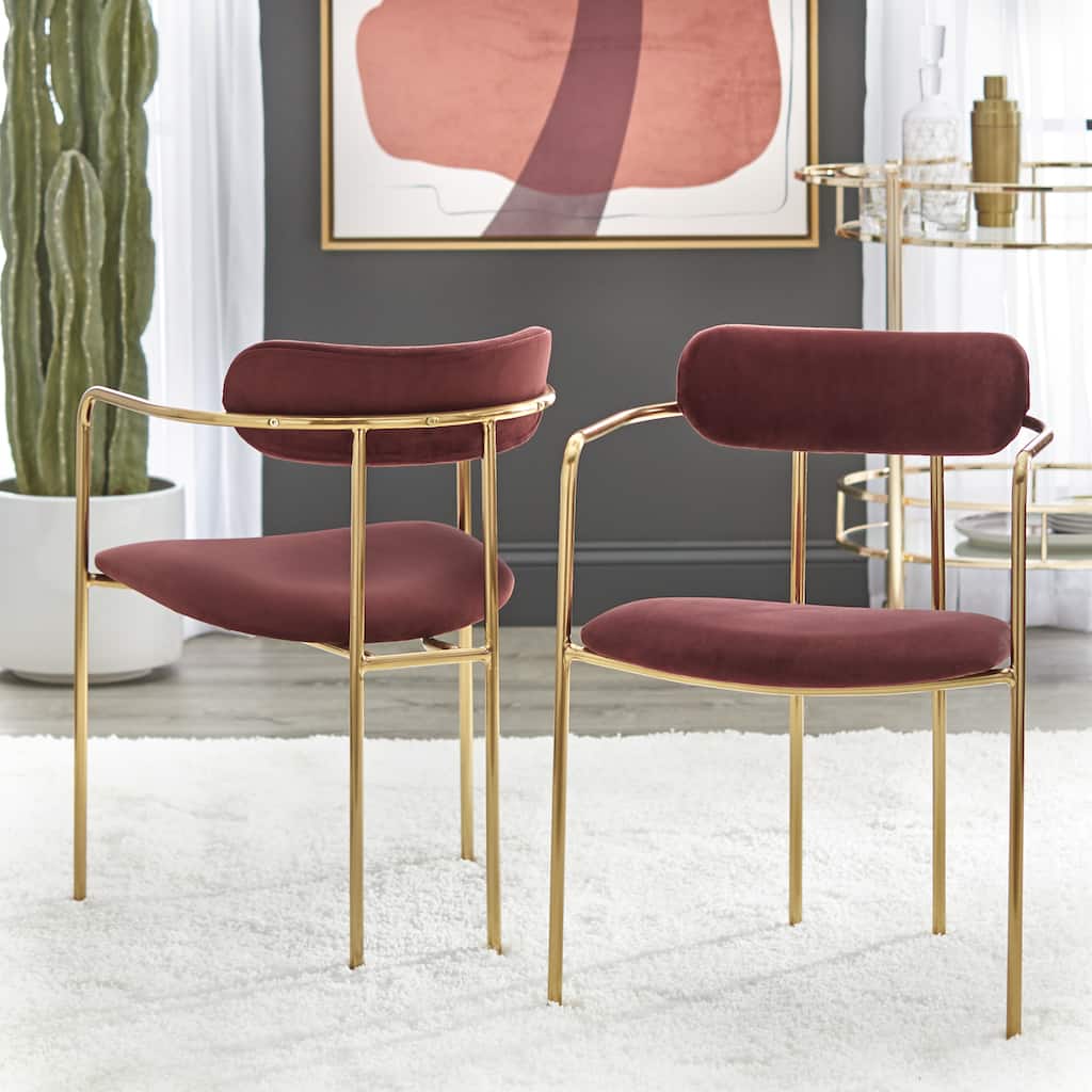 Simple Living Retro Velvet Dining Arm Chair (Set of 2)