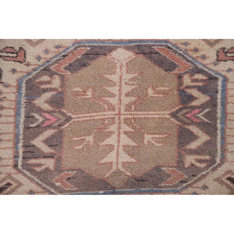 Hand Knotted Oriental 100% Wool Carpet Traditional Geometric Pink Meshkin Area Rug - 9' 4'' X 4' 11''