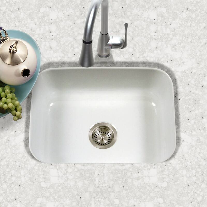 Houzer Porcela 22-3/4" Single Basin Undermount Porcelain Enameled