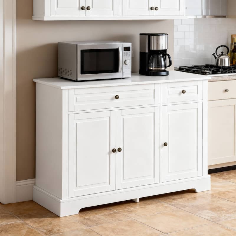 HOMCOM Modern Sideboard Buffet Cabinet with Storage Cupboards, 2 Drawers and Adjustable Shelves, Black