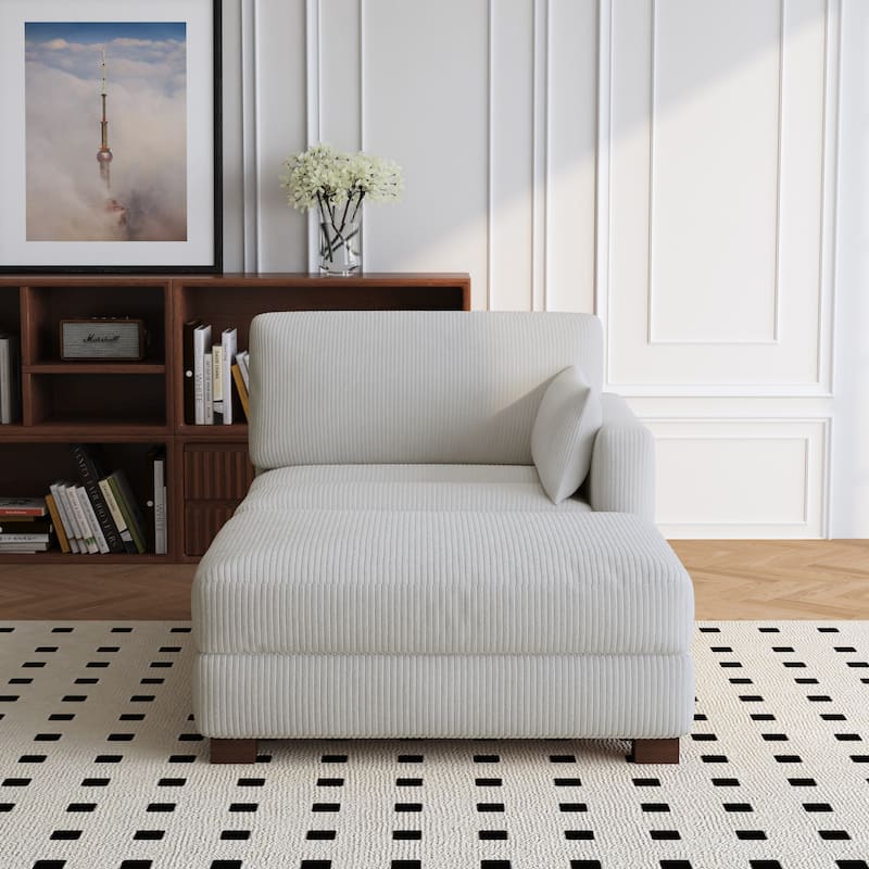 Modern 43'' Corduroy Comfy Sectional Chaise Lounge with Pillow