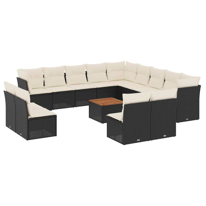 vidaXL Garden Sofa Set Black, Cream White - 24.4 x 24.4 x 27.2