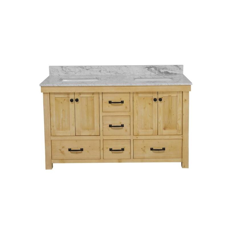 KitchenBathCollection Tuscany 60" Double Bathroom Vanity with Carrara Marble Top