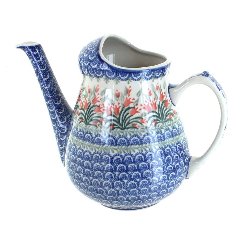 Blue Rose Polish Pottery 521 Ceramika Artystyczna Watering Can - Spring Tulip